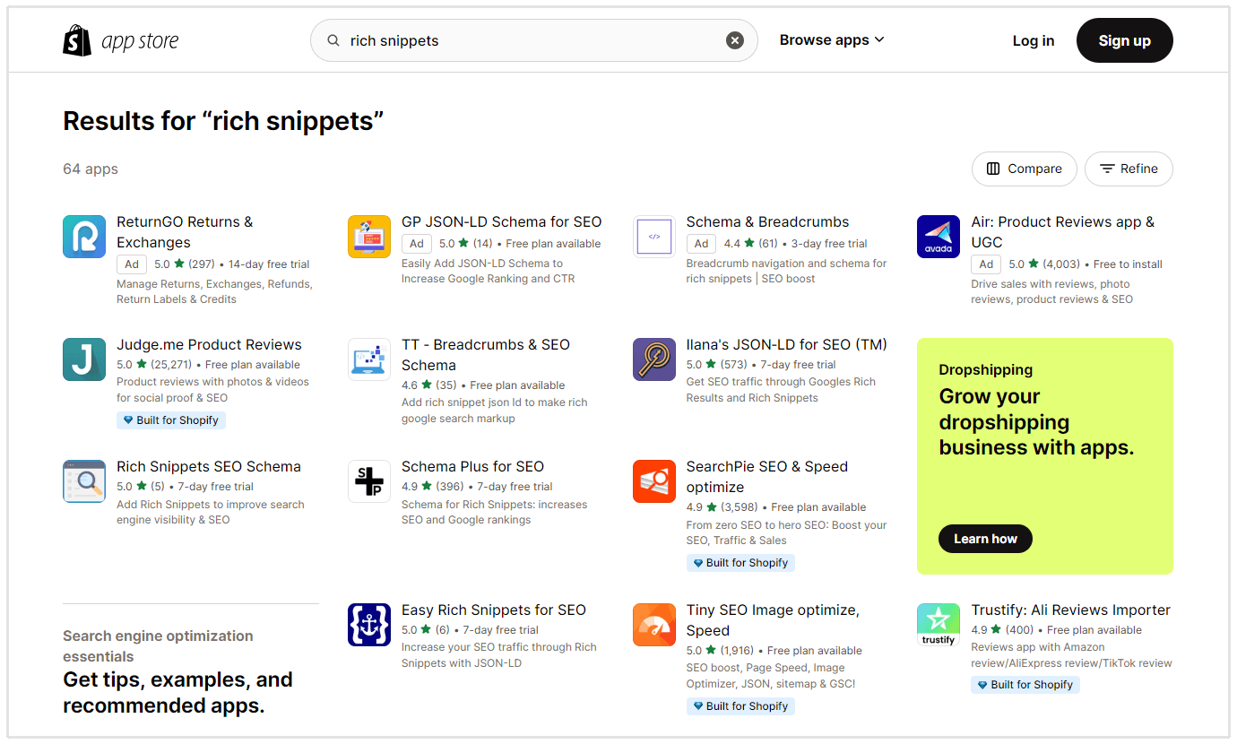shopifyリッチスニペットアプリマーケットプレイス